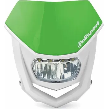 Osvětlení pro motocykl Univerzální přední maska se světlem POLISPORT HALO LED HEADLIGHT ECE APPROVED GREEN/WHITE