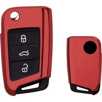 COVERKEYS Obal na klíč, kryt klíče Škoda Rapid (2015 - 2019) metalický, červený