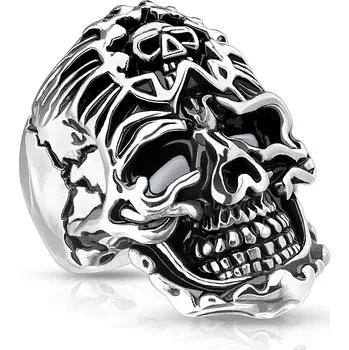 Prsten Šperky4U Ocelový prsten lebka - velikost 68 - OPR1762-68