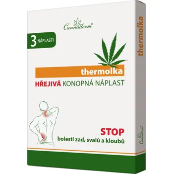 Náplast Cannaderm thermolka Hřejivá konopná náplast 10 x 14 cm 3 ks