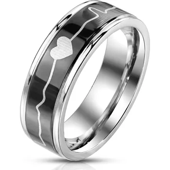 Prsten Šperky4U Ocelový prsten Heartbeat - velikost 57 - OPR1760-57