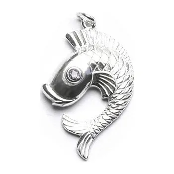 Přívěsek Stříbrný přívěsek, ryba, zirkon lavender, P 463