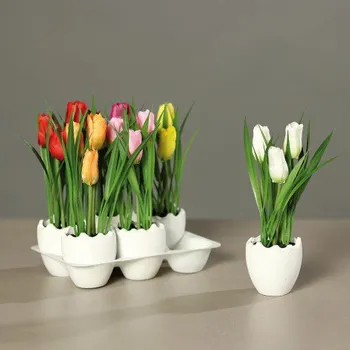 umělá květina Tulipánky mini ve vajíčku, Barva fialová 35693-33