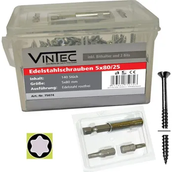Šroub Vintec Nerezové šrouby 5x80 T25, 140 ks