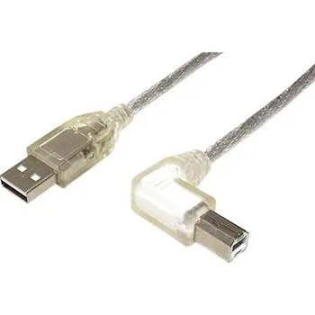 Datový kabel InLine USB 2.0 kabel USB A(M)-USB B(M) lomený vpravo, 0,5m, transparentní (34517R) - 11.42.8890