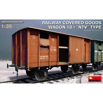 Plastikový model Miniart 1/35 Railway Covered Goods Wagon 18t NTV Type