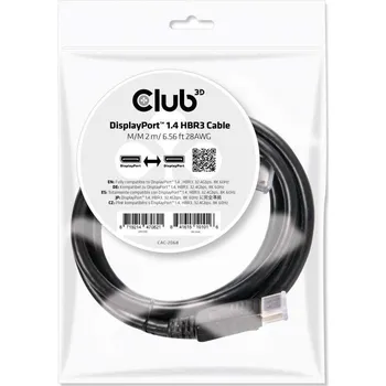 Kabel do PC Club3D Certifikovaný Kabel DisplayPort 1.4 HBR3 8K60Hz (M/M), 2m CAC-2068