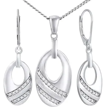 Souprava šperků Stříbrná souprava šperků se zirkony - náušnice a přívěsek