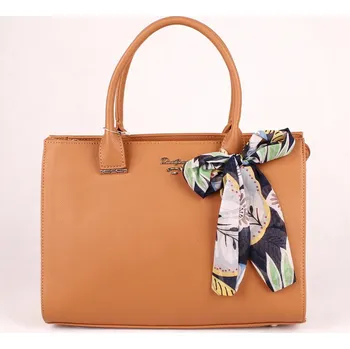 Kabelka David Jones Paris Pevná kabelka do ruky David Jones CM5031 hnědá se šátkem