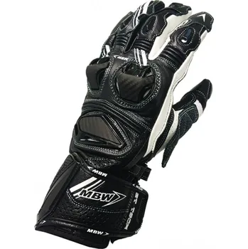 Moto rukavice MBW GT-TECH Black/White, sportovní rukavice na motorku (Sportovní rukavice z klokaní kůže )