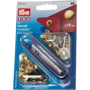 Druky Prym Anorak mosazné, cvoček 15 mm, 10ks