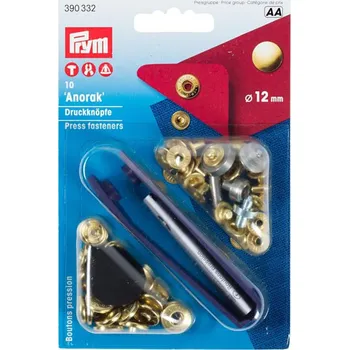 Druky Prym Anorak mosazné, cvoček 12 mm, 10ks