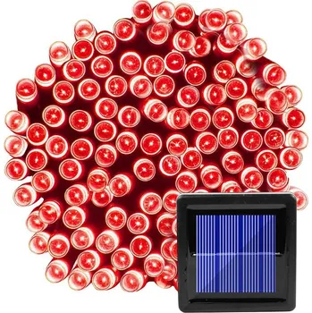 Vánoční dekorace Solar 205/22 Solární vánoční řetěz - červená, 200LED/22Metrů (Solární řetěz vánoční 22 metrů)