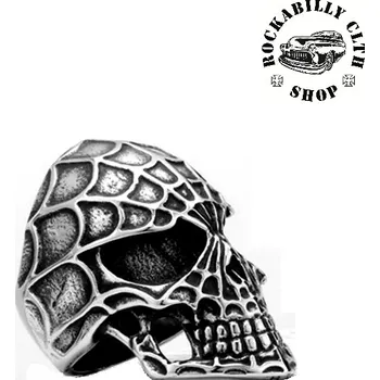 Prsten Prsten stříbrný Rocka Spider Skull Silver - 16mm