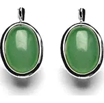 Zlaté náušnice, přírodní kámen avanturin, bílé zlato - NK 1454 (avanturin 14x10 mm)