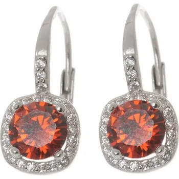 Náušnice Dámské stříbrné naušnice s červenými zirkony 61865F