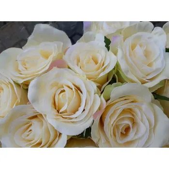 umělá květina Růže, pugét, 5 barev, Barva krémová AF001