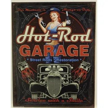 Plechová cedule CEDULE HOT ROD GARAGE - PISTONS