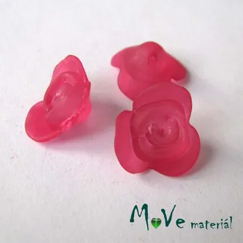 Dětské navlékací korálky Kvítek transparentní 15x7mm, 4ks, tmavě růžový