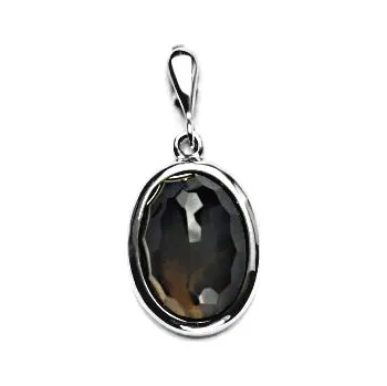 Přívěsek Zlatý přívěsek, přírodní záhněda šachovnice, bílé zlato - P 1454/22 (záhněda 14x10 mm)