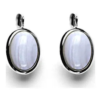 Náušnice Zlaté náušnice, přírodní kámen chalcedon, bílé zlato - NK 1454 (chalcedon 14x10 mm)