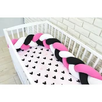 Povlečení NELLYS Nellys Mantinel pletený cop s povlečením Mickey - černá, bílá, růžová 120x90 cm 120 x 90 cm