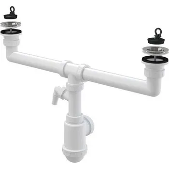 Sifon Sifon pro dvoudřez 50/40 s nerezovými mřížkami 70mm a přípojkou