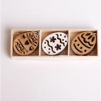 Zahradní dekorace Vajíčka závěs dřevo 12ks/4,7cm mix (707359)