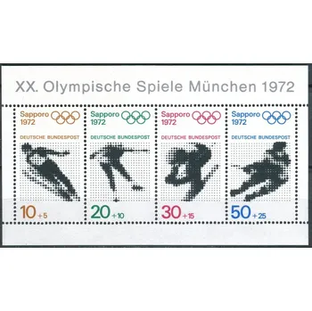 Poštovní známka (1971) MiNr. 684 - 687 ** - Německo - BLOCK 6 - Olympijské hry 1972, Sapporo a Mnichov (III)