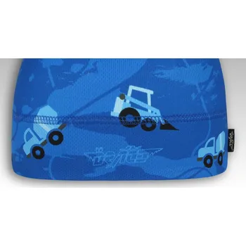 Čepice DRÁČE funkční čepice Bruno 033 modré s auty a stavebními stroji velikost čepic: 48-50cm (1-2 roky, RDX vel.3)
