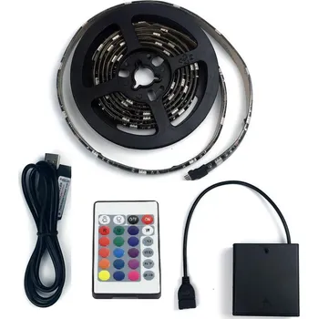 LED osvětlení Lighting LED pásek 2metry/60diod 6W/1M IP65 RGB na baterii, DO 24 (LED pásek RGB napájený z baterie na dálkové ovládání)