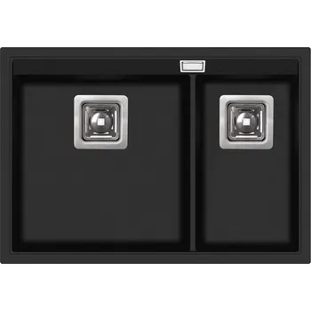 Granitový dřez Dřez pod desku Aquastone DELTA 65 U černá metalická