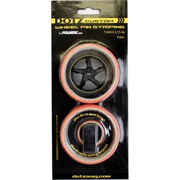 Samolepicí dekorace na vozidlo Proužek na kola lepící ORANGE délka 215mm, sada 4ks