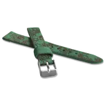 Zelený řemínek MINET PARIS Original Green - 18 MPSAG18 (originální kožený pásek s vypáleným květinovým vzorem)