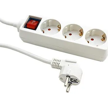 Prodlužovací kabel Value Vícenásobná zásuvka 230V/16A, 3x zásuvka DE, CEE 7/7(M) - 3x 7/3(F), vypínač, bílá, 1,5m - 19.99.1041