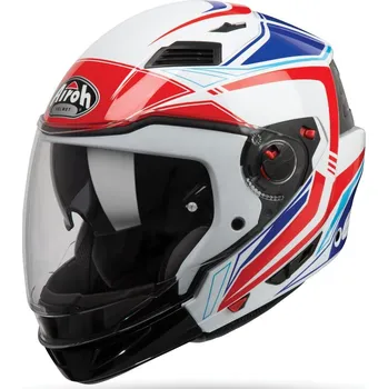 Helma na motorku Airoh Executive Line bílá/modrá/červená