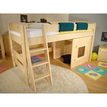 Dětská postel Nízká patrová postel z masivu FIJA N 90x200, nízká palanda masiv smrk ROALHOLZ