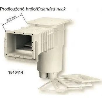 Skimmer VA pro folie 215x160mm se skimvacem-prodloužené hrdlo