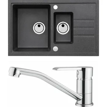 Granitový dřez Set Alveus (dřez Intermezzo 70 Black 91 + baterie Ruta Chrom) SETA386