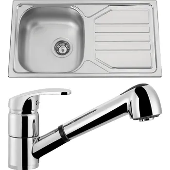 Kuchyňský dřez Set Sinks (dřez Okio 780 V 0,5 mm matný + baterie Legenda S Chrom - lesklý) OK780VLESCL