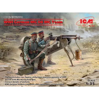 Plastikový model ICM 1/35 MG 08 German WWI & MG Team (2 fig.+gun)
