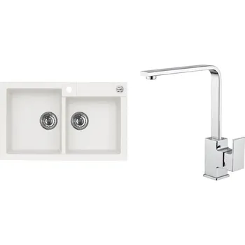 Granitový dřez Set Alveus (dřez Rock 90 White 11 + baterie Reno Chrom) SETA538