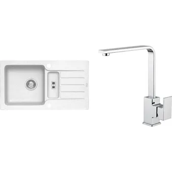 Granitový dřez Set Alveus (dřez Niagara 70 White 11 + baterie Reno Chrom) SETA554