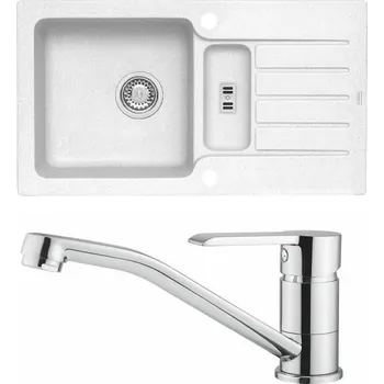 Granitový dřez Set Alveus (dřez Niagara 70 White 11 + baterie Ruta Chrom) SETA548