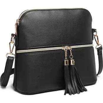 Kabelka Lulu Bags (Anglie) Malá černá crossbody kabelka se zlatým zipem MISS LULU