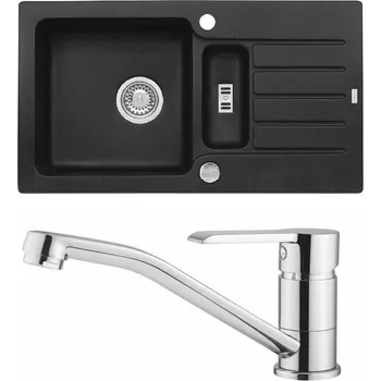 Granitový dřez Set Alveus (dřez Niagara 70 Black 91 + baterie Ruta Chrom) SETA550