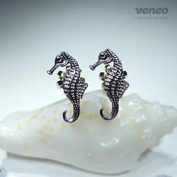 Náušnice Mořský koník malý - Náušnice N020-b, Materiál: Bílé zlato, ryzost 585/1000