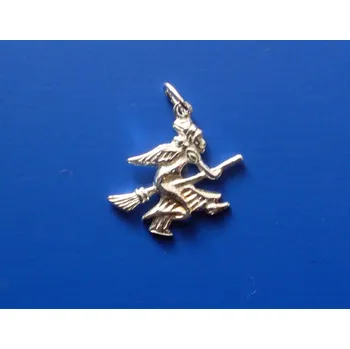 Přívěsek Přívěsek čarodejnice na koštěti Z230, Materiál: Bílé zlato, ryzost 585/1000