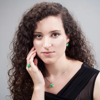 Souprava šperků Axana 11 - sada šperků se zelenými opály, Materiál: Růžové zlato, ryzost 585/1000