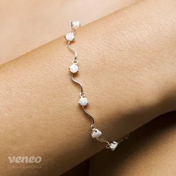 Náramek Vlnka - náramek s australskými opály, Materiál: Růžové zlato, ryzost 585/1000